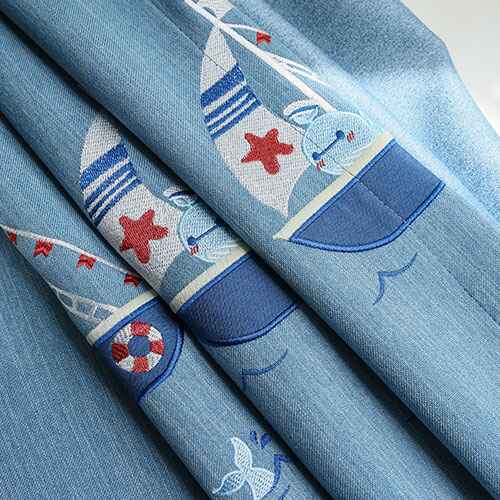 [Cool Pilot] Embroidered kids room blackout curtain 5181 - Blue