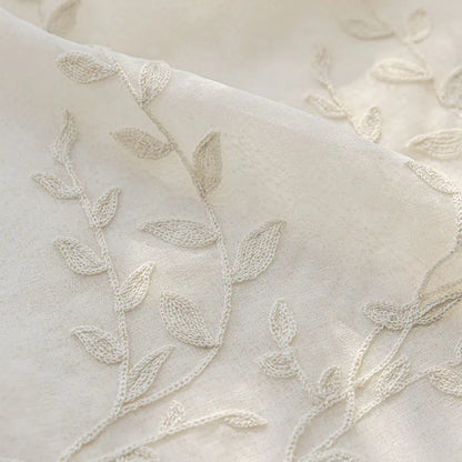 [Olive Branch] - Leaf and branch embroidered sheer curtain 2451 - Oat Cream