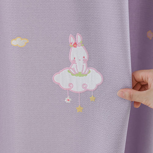 [Sweet Bunny] embroidered kids room blackout curtain - Light purple